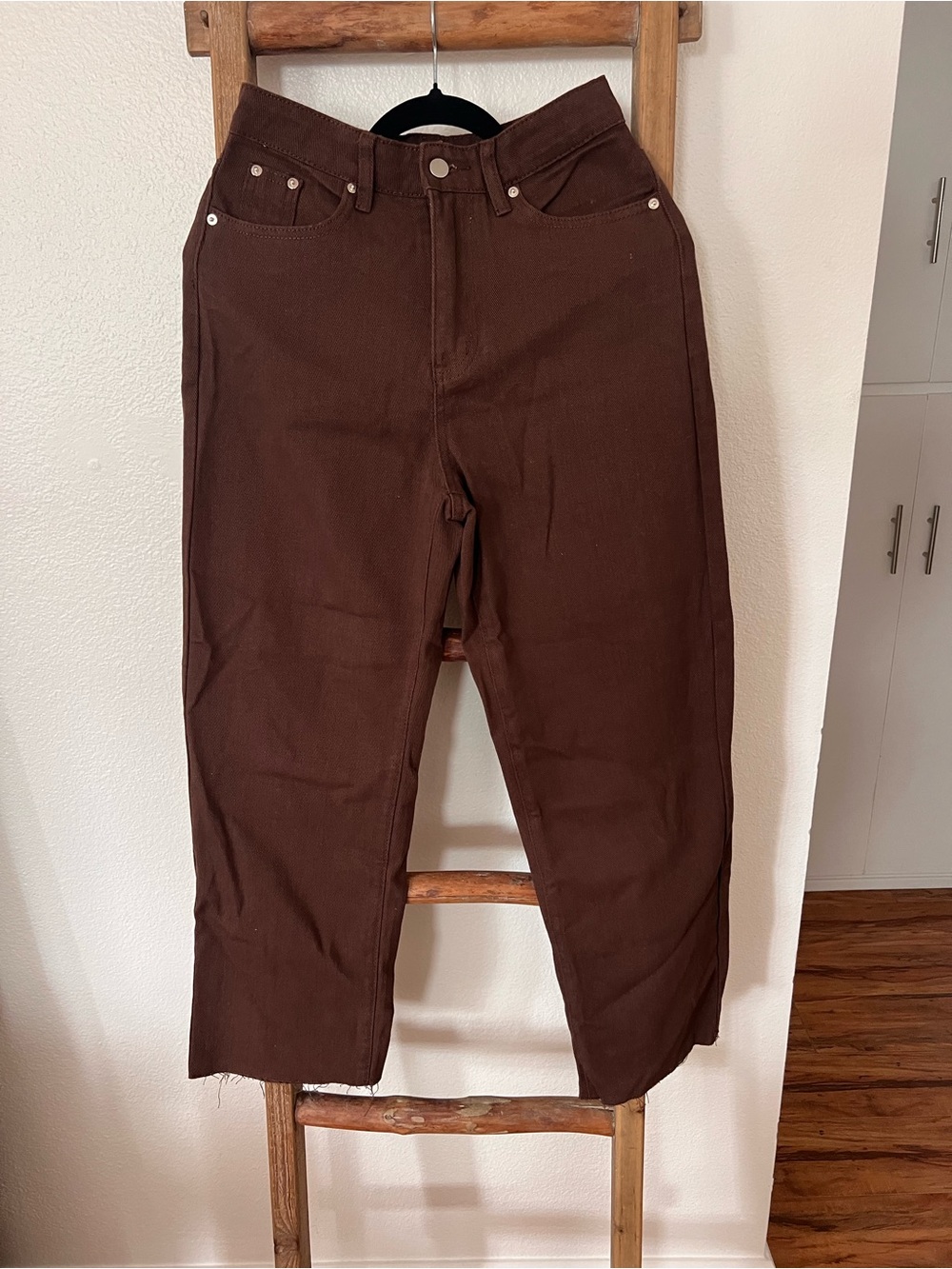 SHEIN Chocolate Brown Wide-Leg Jeans